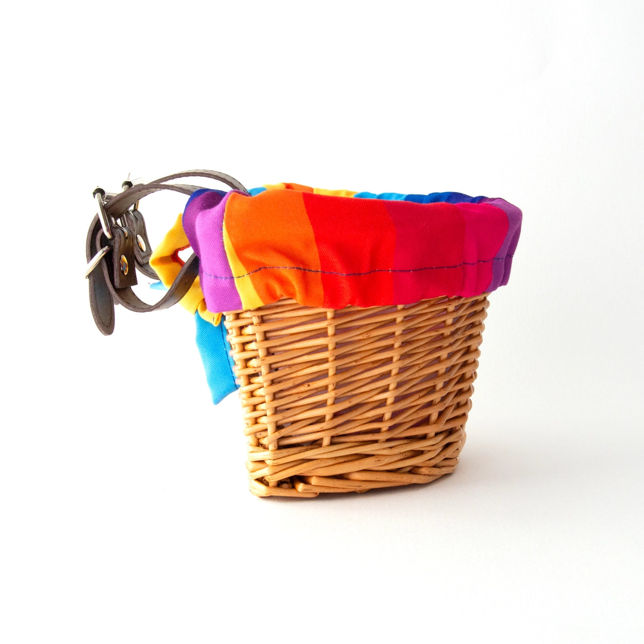 Kids Wicker Bike & Scooter Basket | With Fun Rainbow Liner