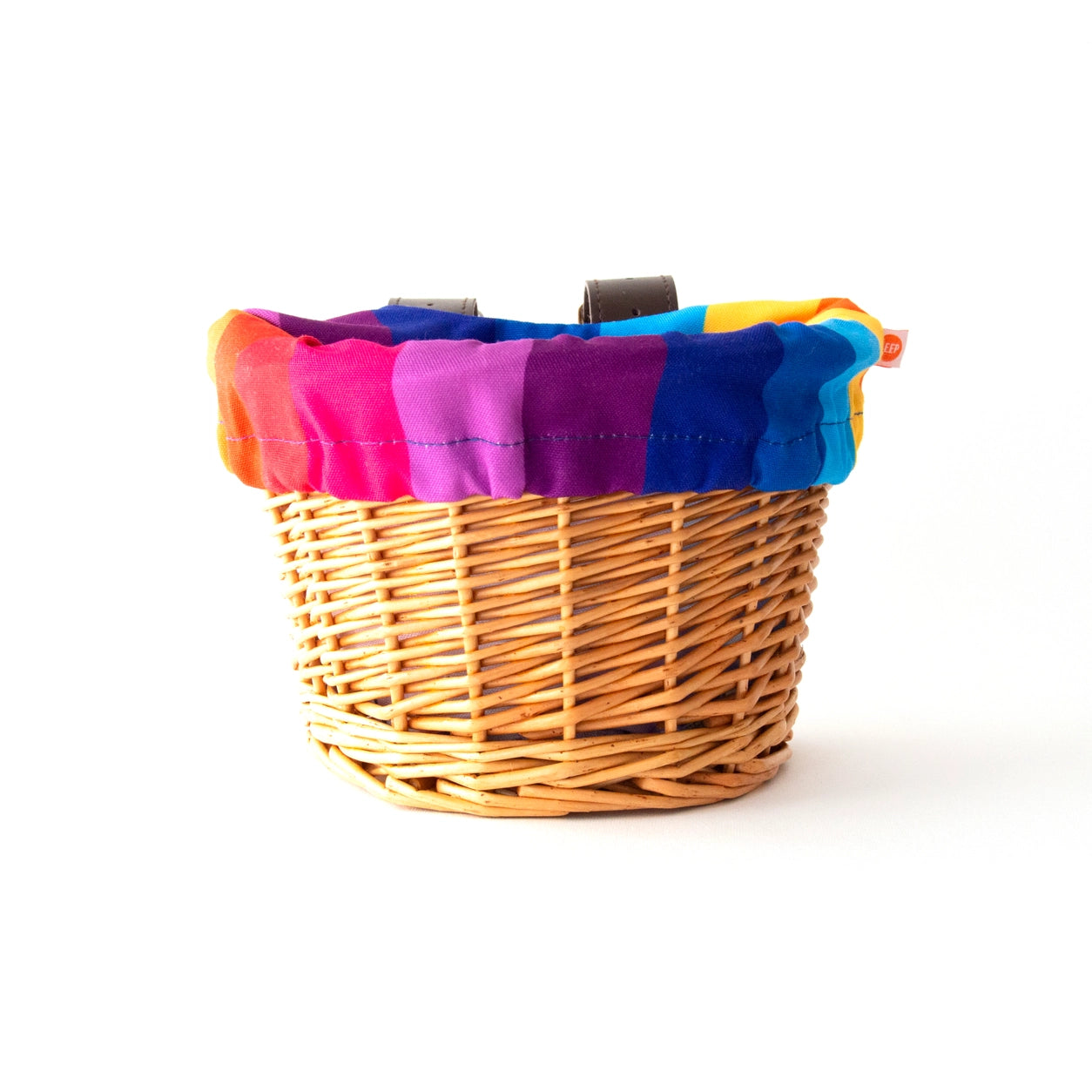 Kids Wicker Bike & Scooter Basket | With Fun Rainbow Liner