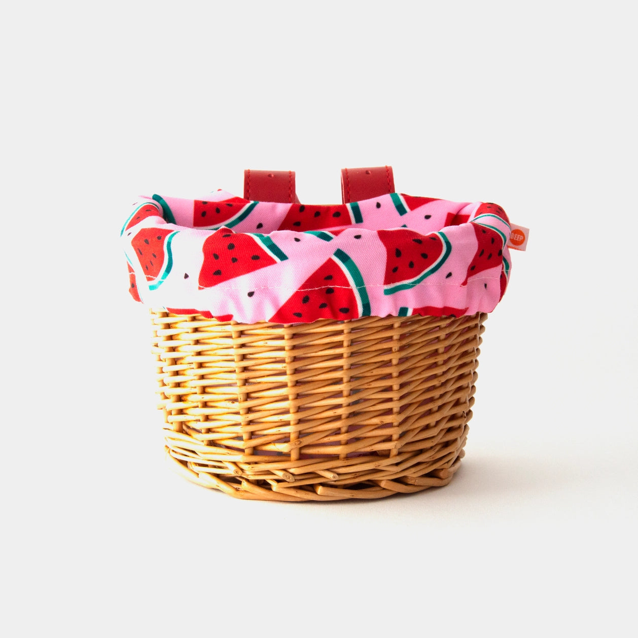 Kids Wicker Bike & Scooter Basket | With Cute Watermelon Liner