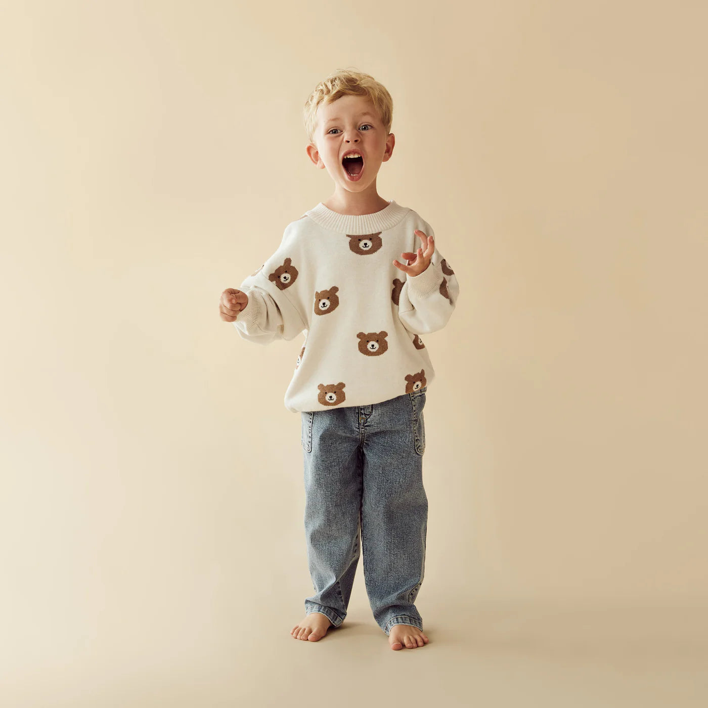 Beary Cute Organic Knitted Jacquard Jumper