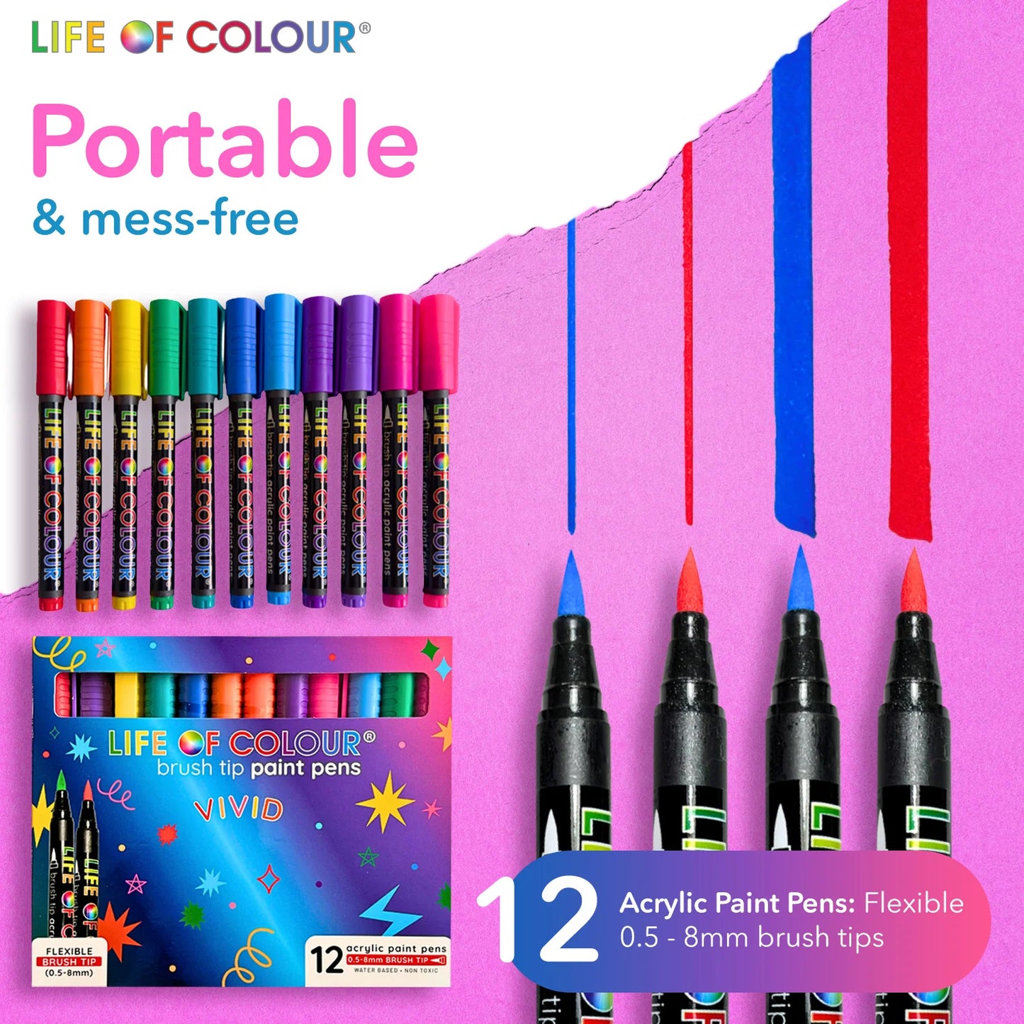 Brush Tip Acrylic Paint Pens | Vivid