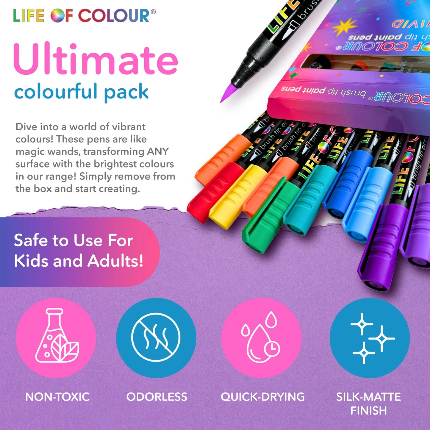 Brush Tip Acrylic Paint Pens | Vivid