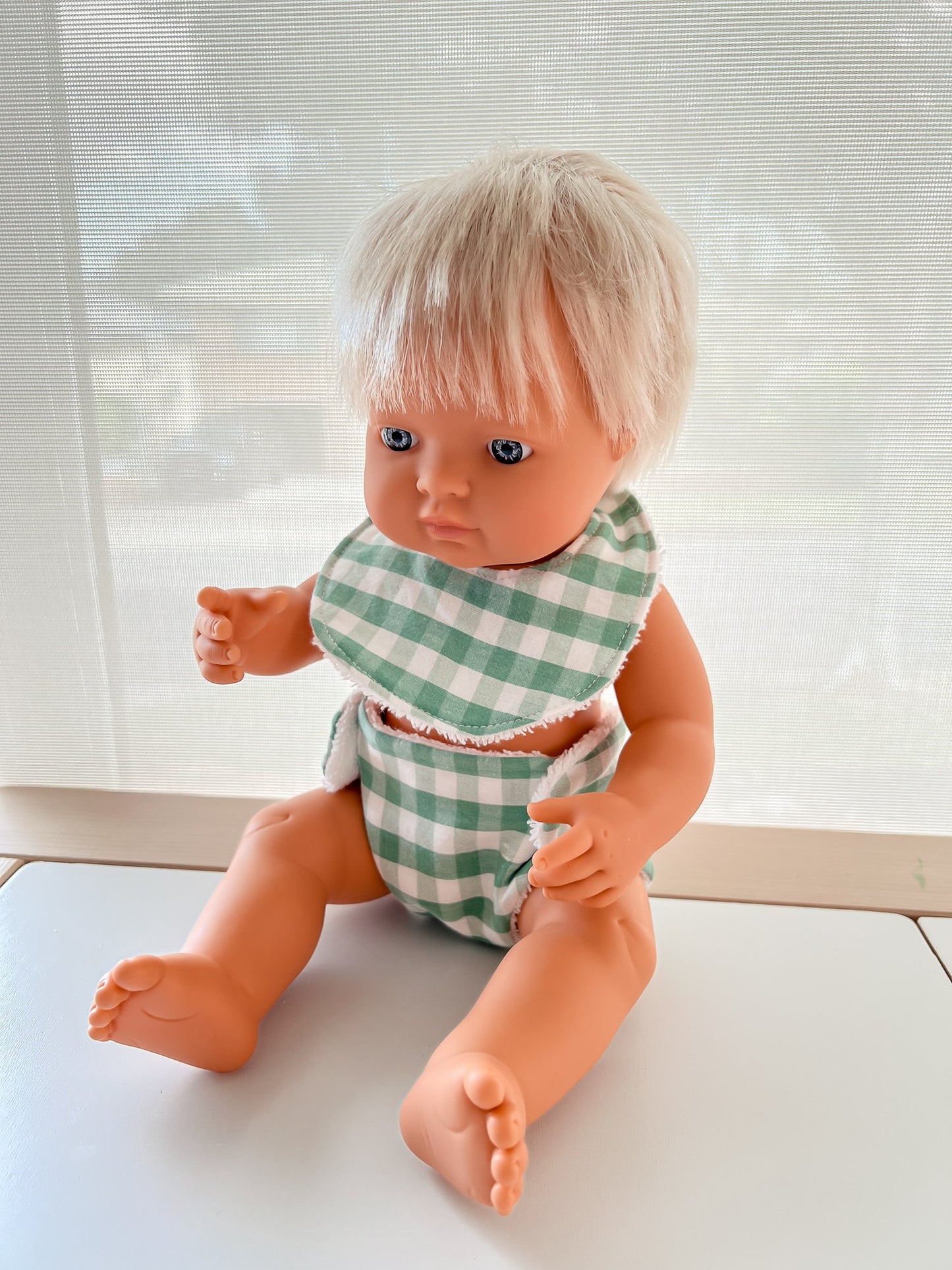38cm Doll Nappy & Bib Set | Assorted Gingham