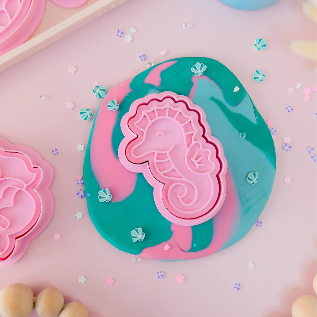 Eco Playdough Stamp Pink Mermaid Seahorse