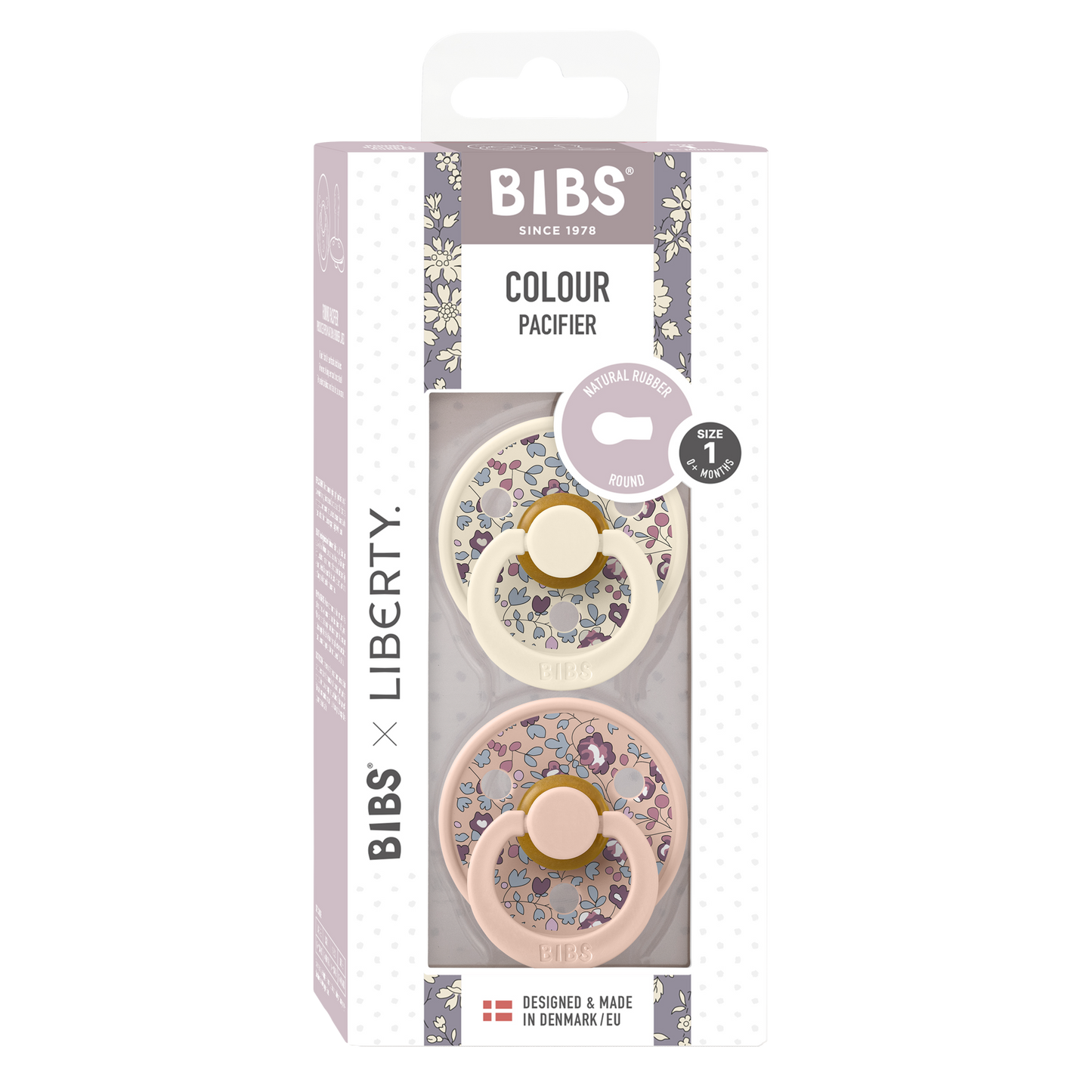 BIBS x Liberty Colour Pacifier | Round | Ivory/Blush Eloise