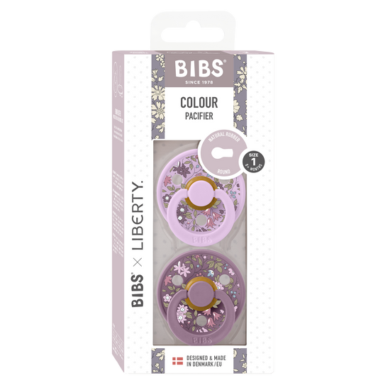 BIBS x Liberty Colour Pacifier | Round | Violet Sky/Mauve Chamomile Lawn