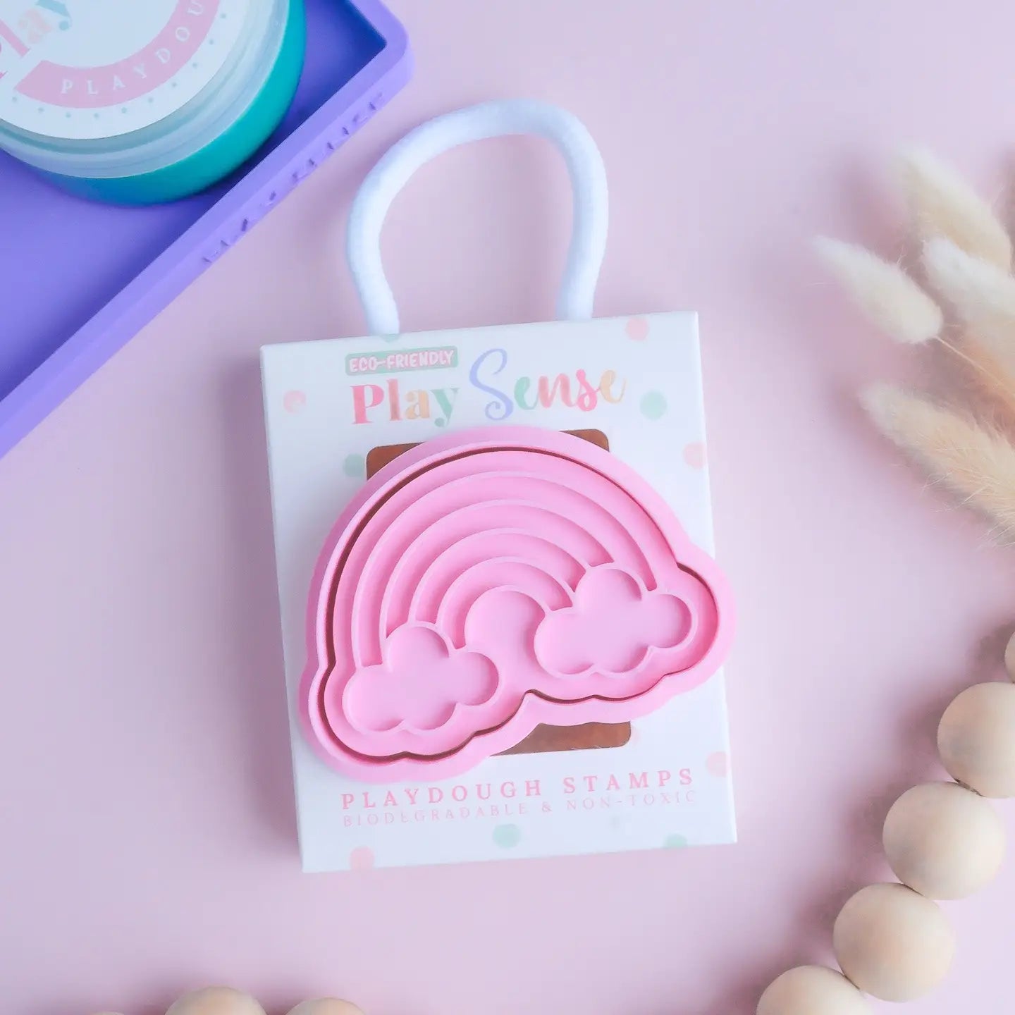 Eco Playdough Stamp Pink Rainbow with Cloud
