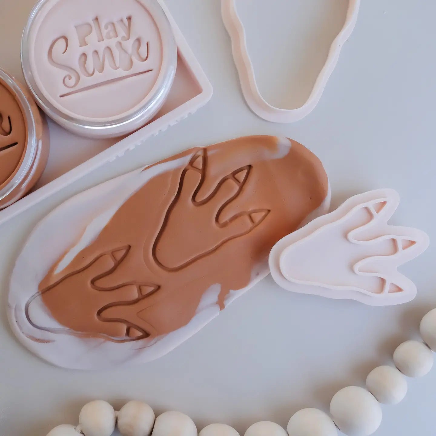 Eco Playdough Stamp Beige Dino Foot Print