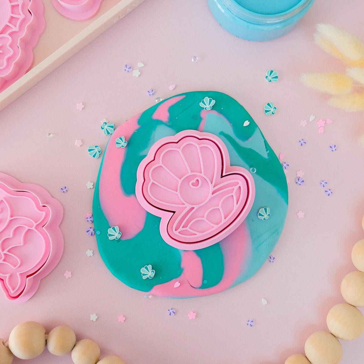 Eco Playdough Stamp Pink Mermaid Shell