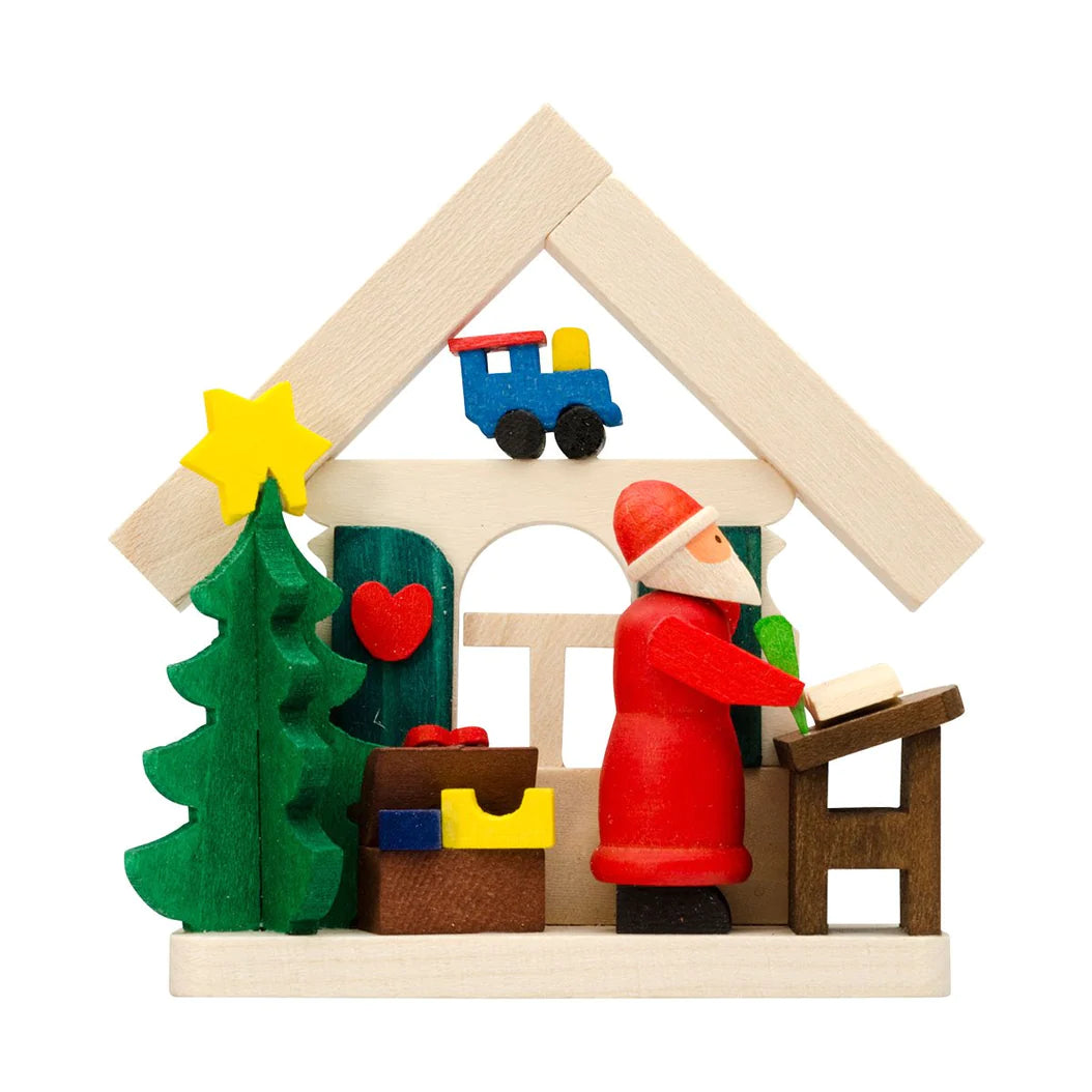 Wooden Christmas Tree Ornament | Santa Claus House | Wish List