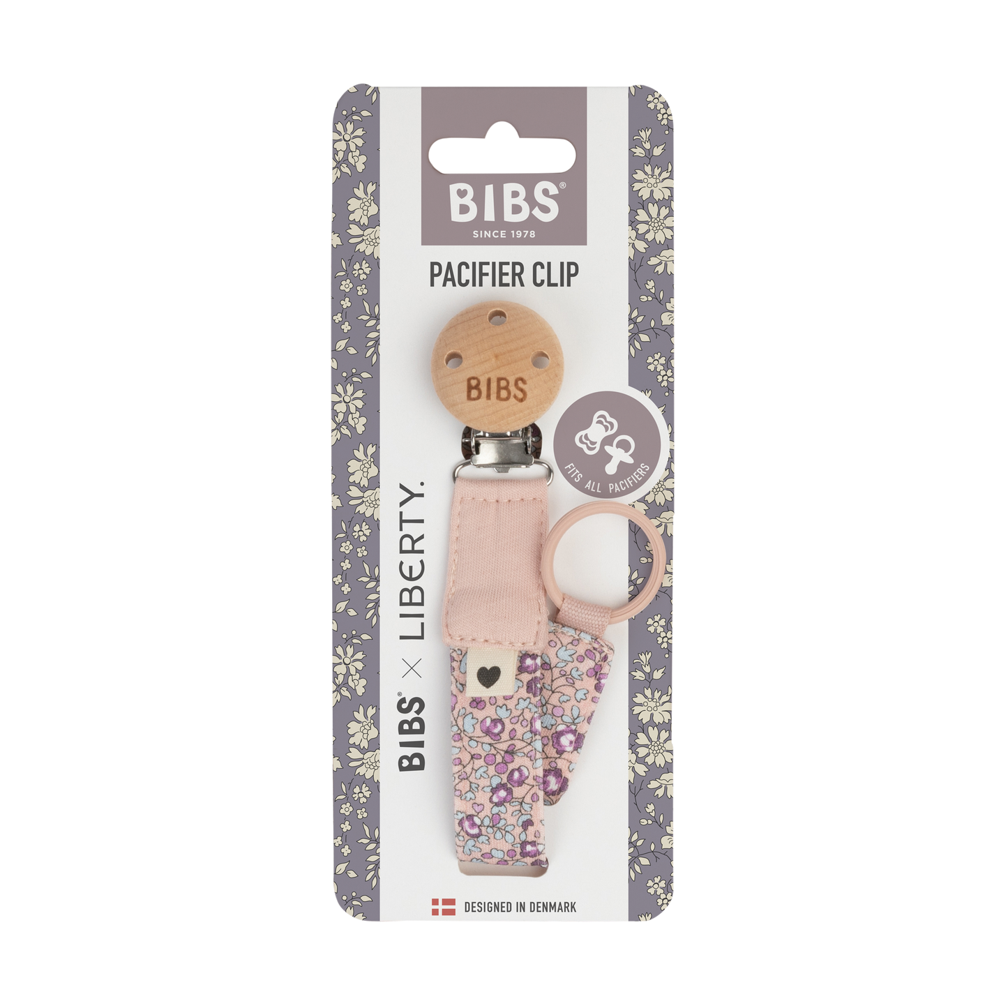 BIBS x Liberty Pacifier Clip | Blush & Eloise