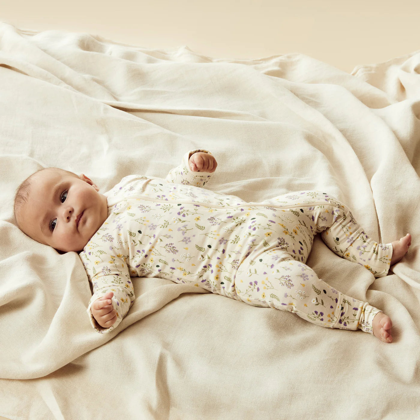 Bella Floral Organic Zipsuit with Feet