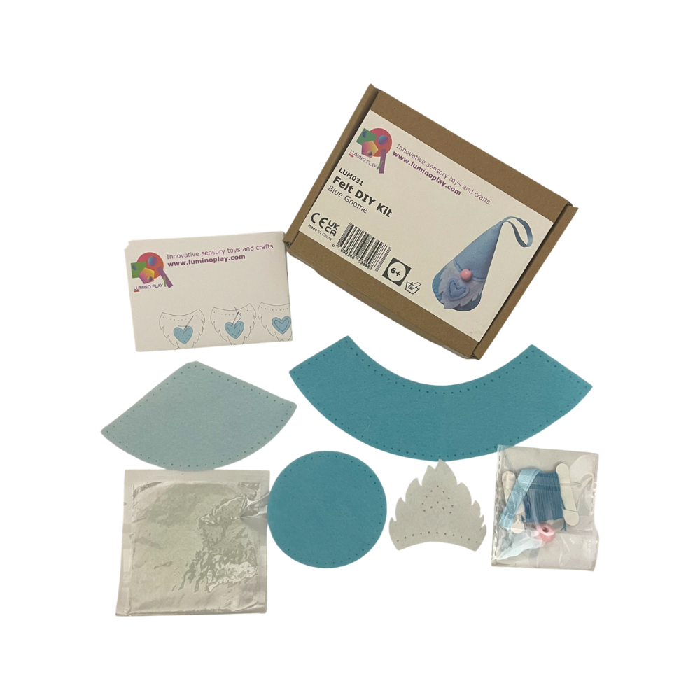 Felty DIY kit with felt pieces and packaging on a white background