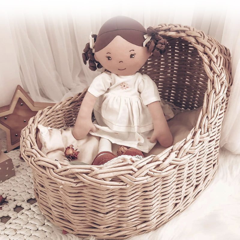 Cecilia Linen Doll with Brown Hair