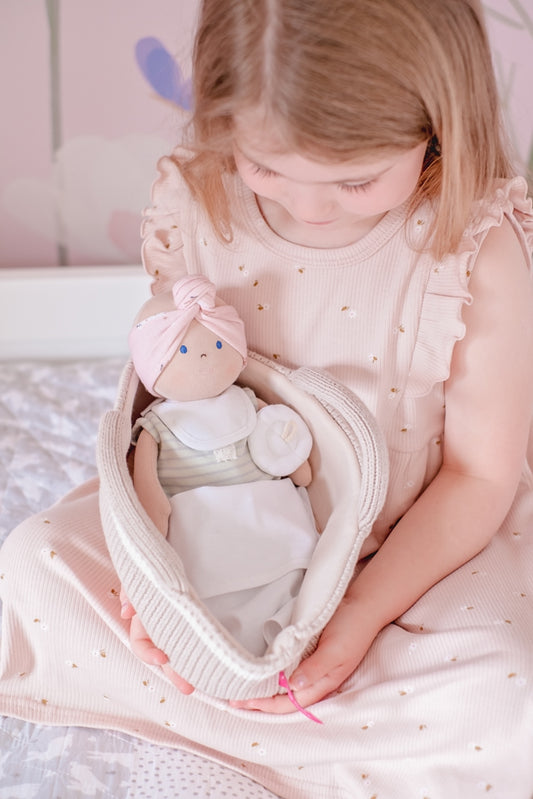 
                      
                        Sage Baby Doll with Knitted Carry Cot
                      
                    