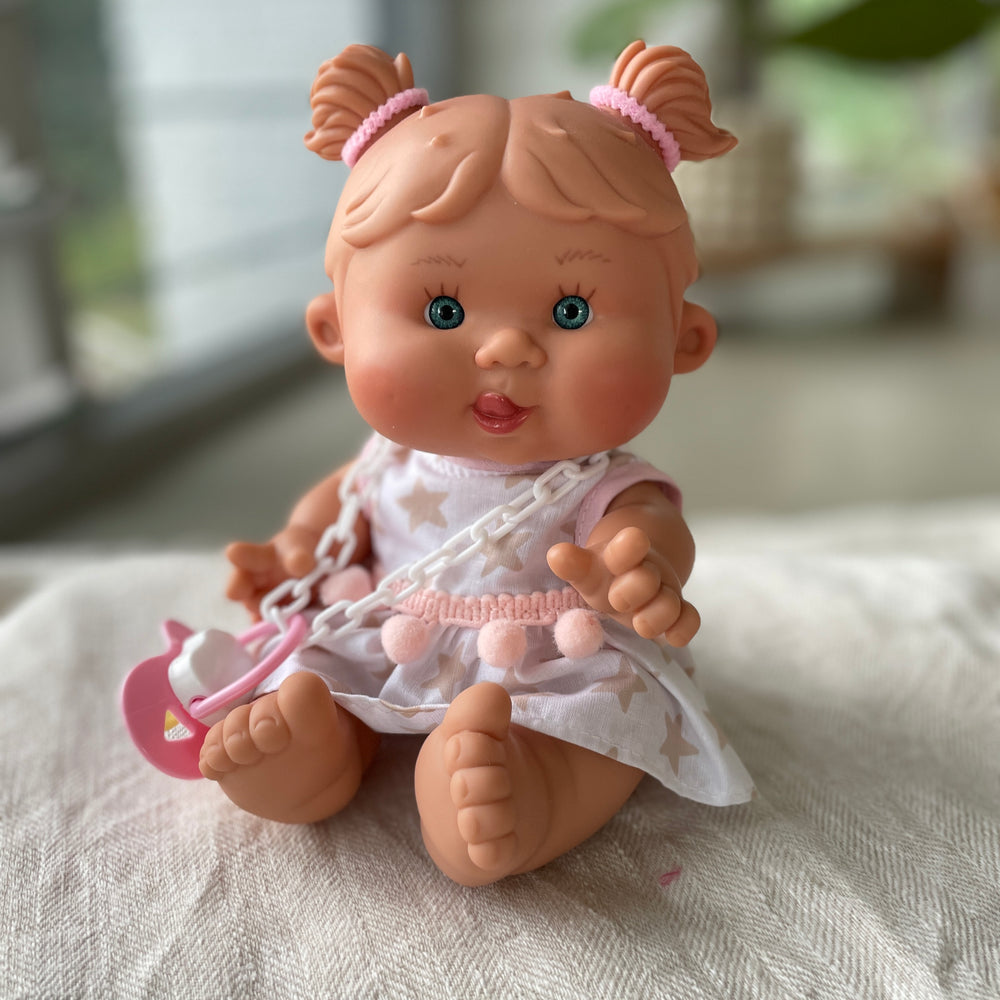 Pepote Original Baby Doll | Beige Stars & Pom Poms