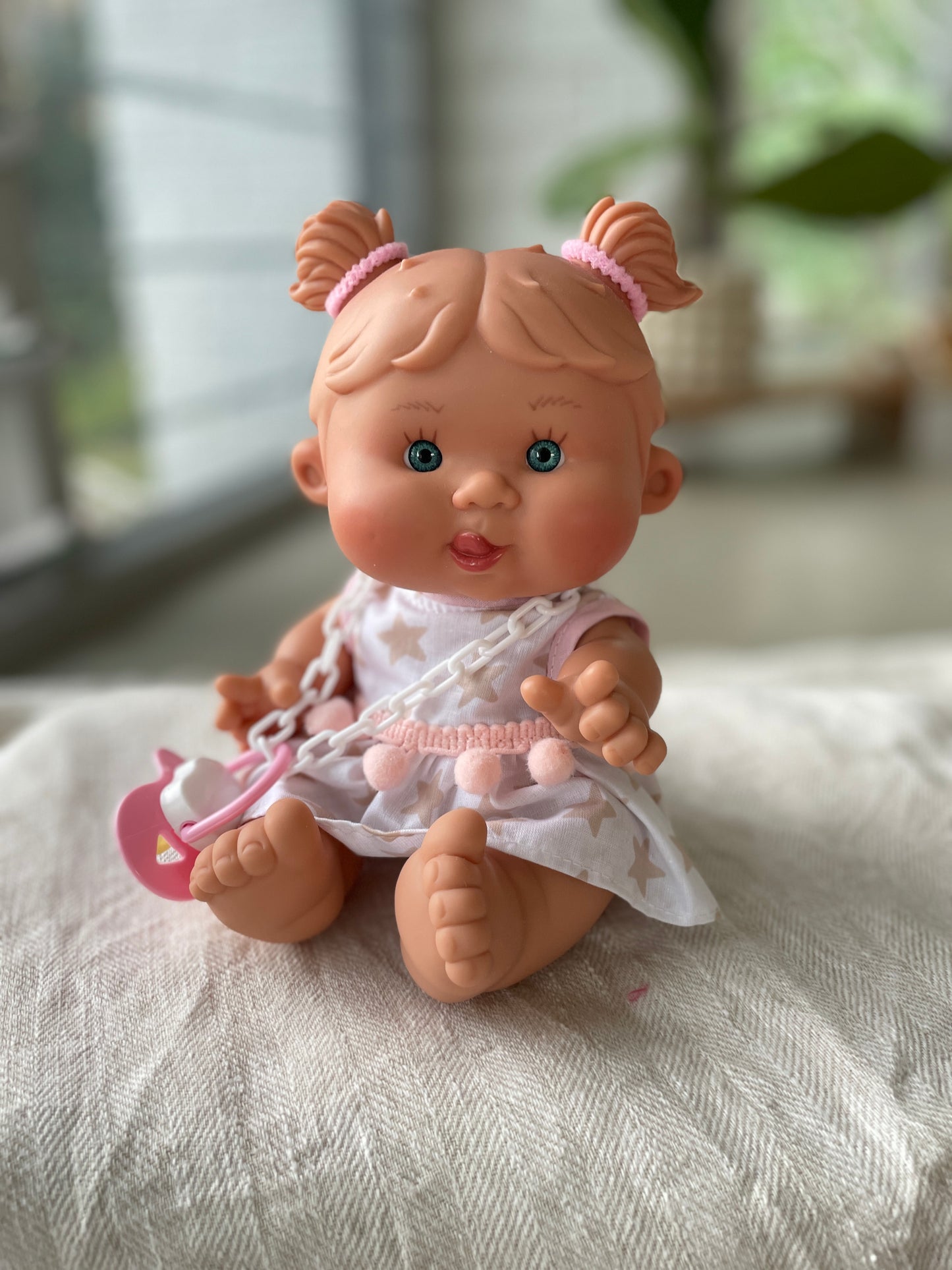 Pepote Original Baby Doll | Beige Stars & Pom Poms