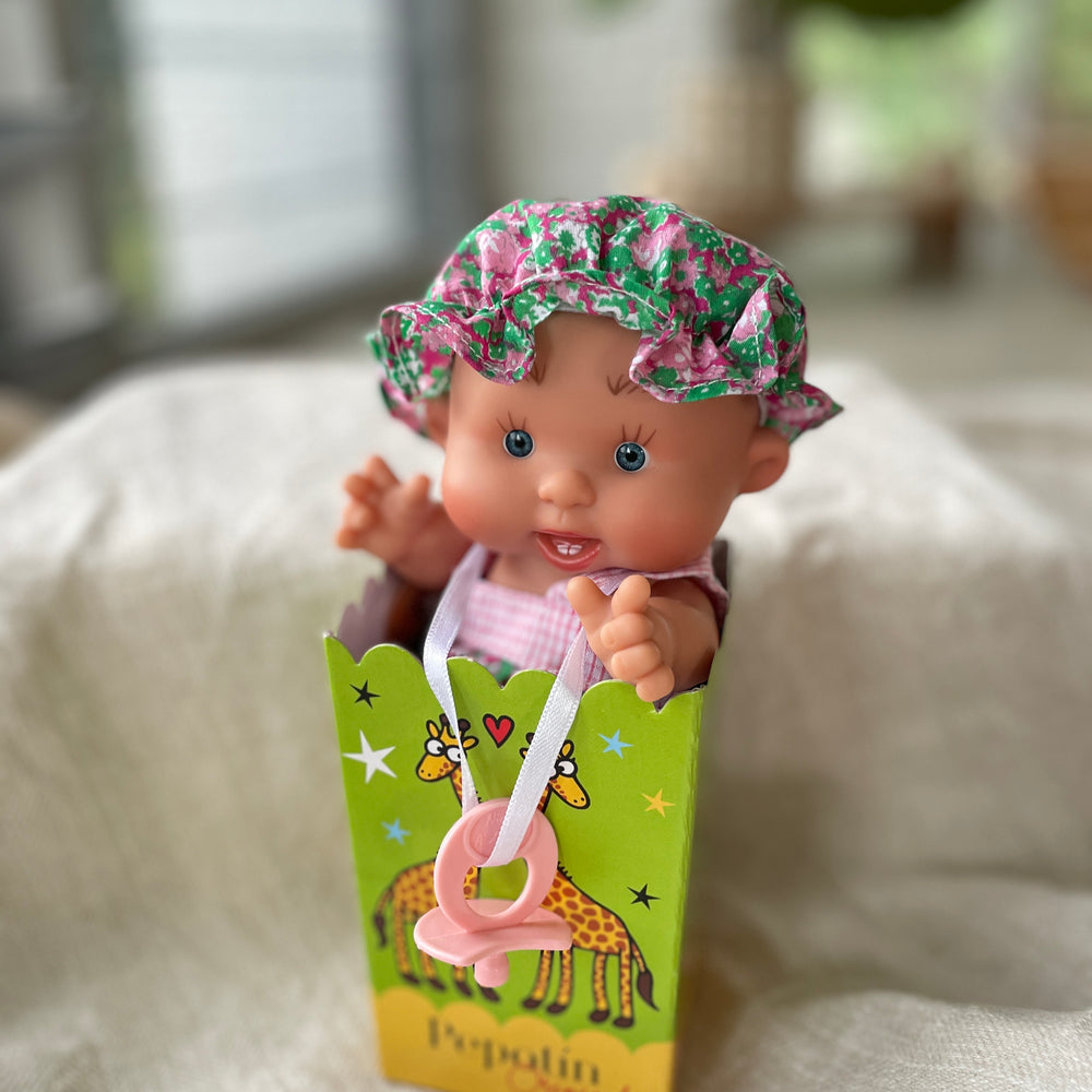 
                      
                        Pepotin Original Baby Doll | Floral Green Bonnet
                      
                    