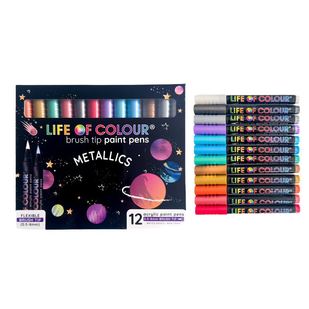 Brush Tip Acrylic Paint Pens | Metallics