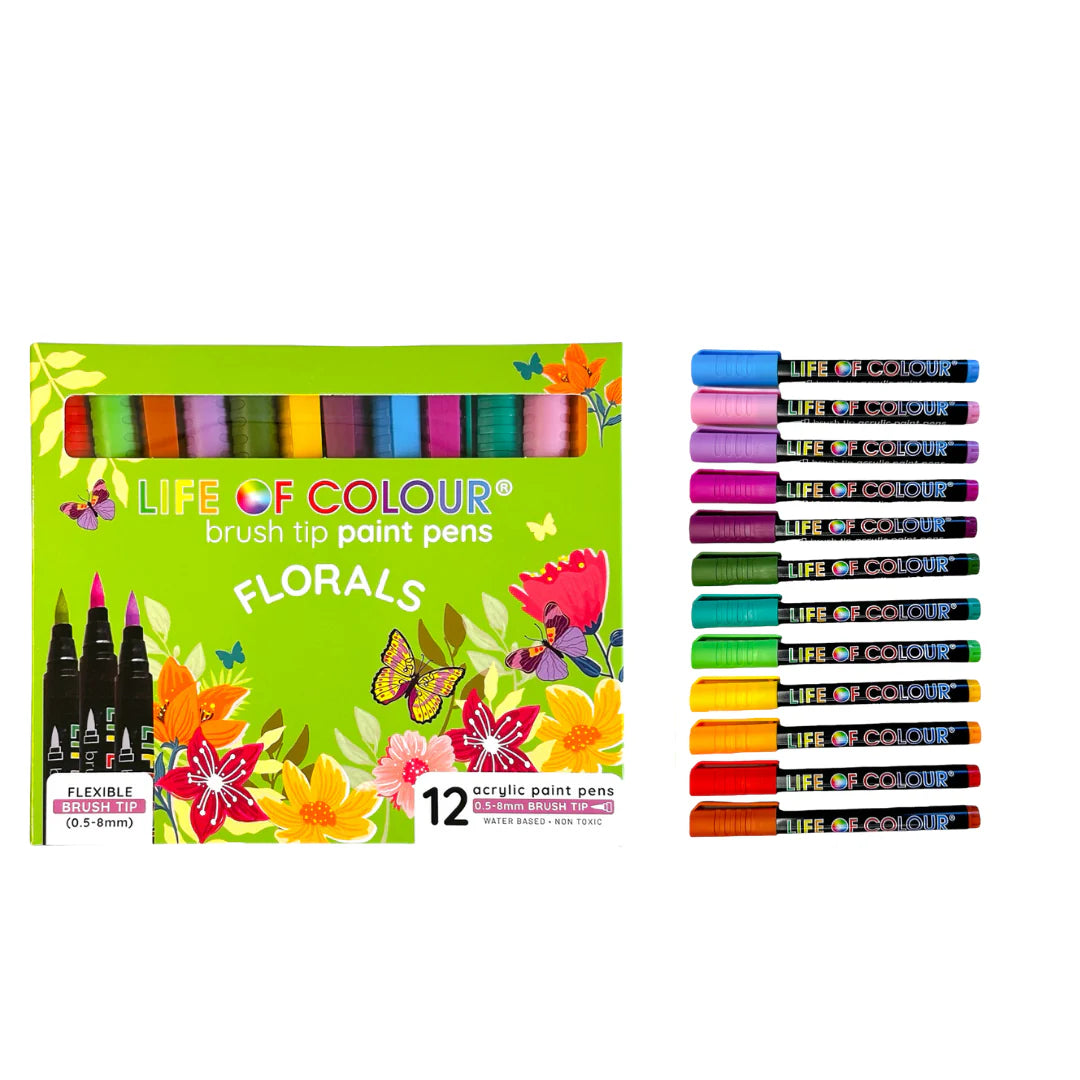 Brush Tip Acrylic Paint Pens | Floral