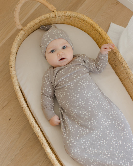 Knotted Baby Gown + Hat Set | Fleur Periwinkle