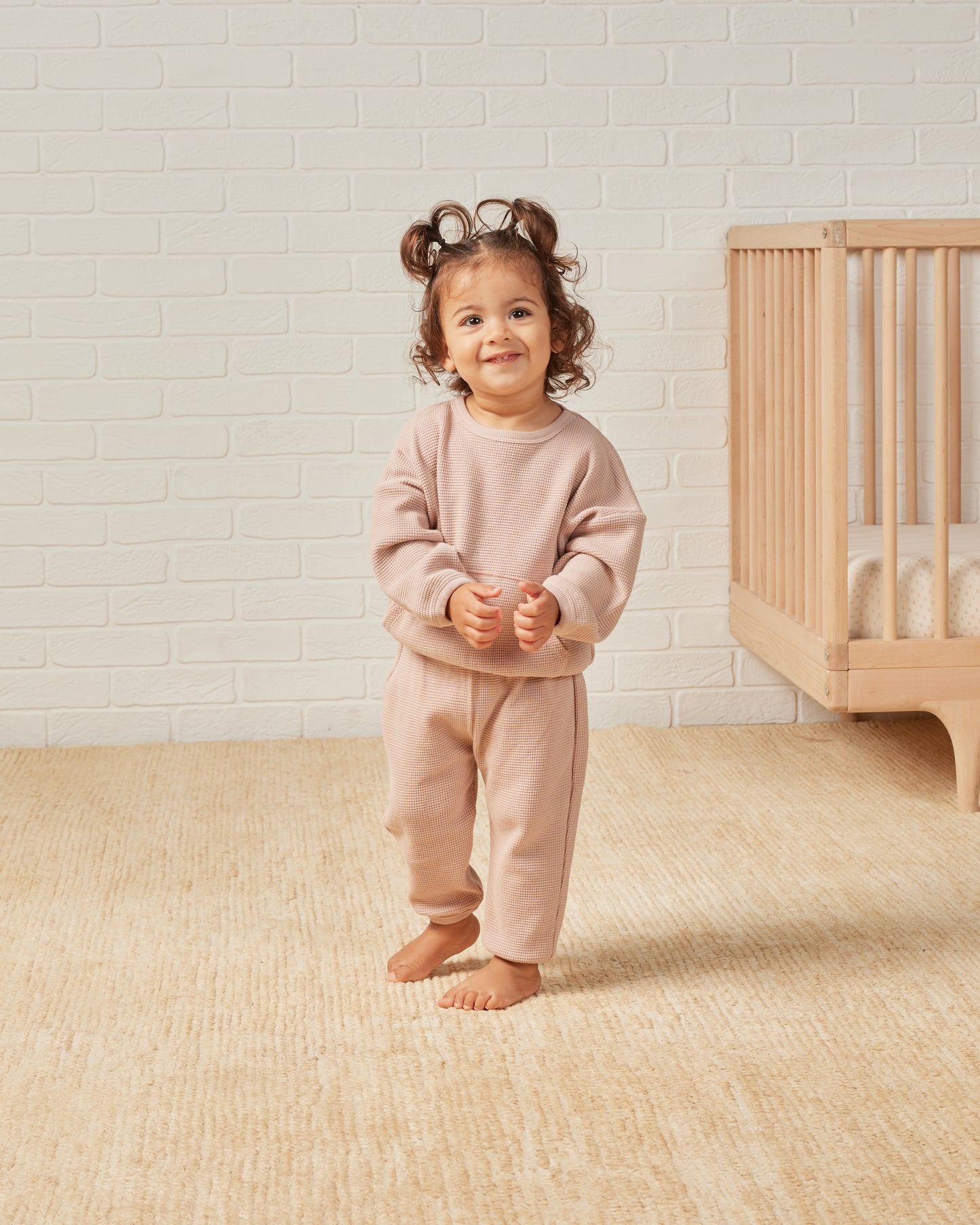 Quincy Mae Waffle Top + Pant Slouch Set - Blush Quincy Mae Waffle Top + Pant Slouch Set - Blush