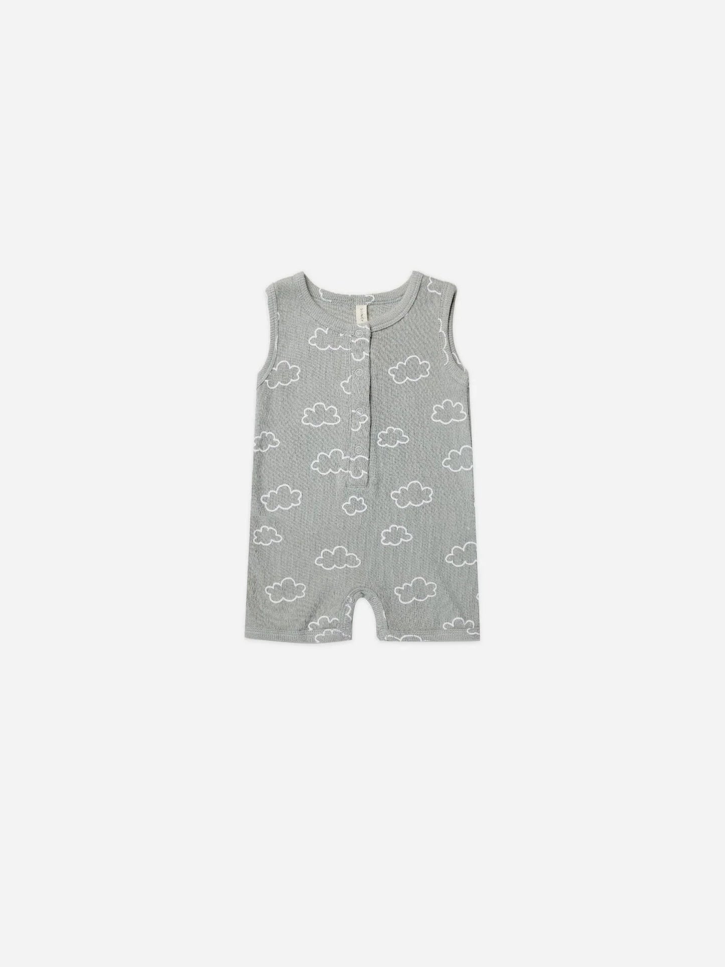 Ribbed Henley Romper | Clouds