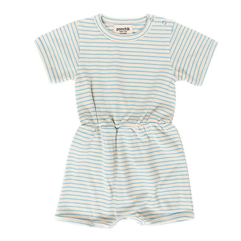 
                      
                        Ribbed Cotton Romper | Ocean Stripe
                      
                    