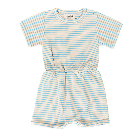 Ribbed Cotton Romper | Ocean Stripe