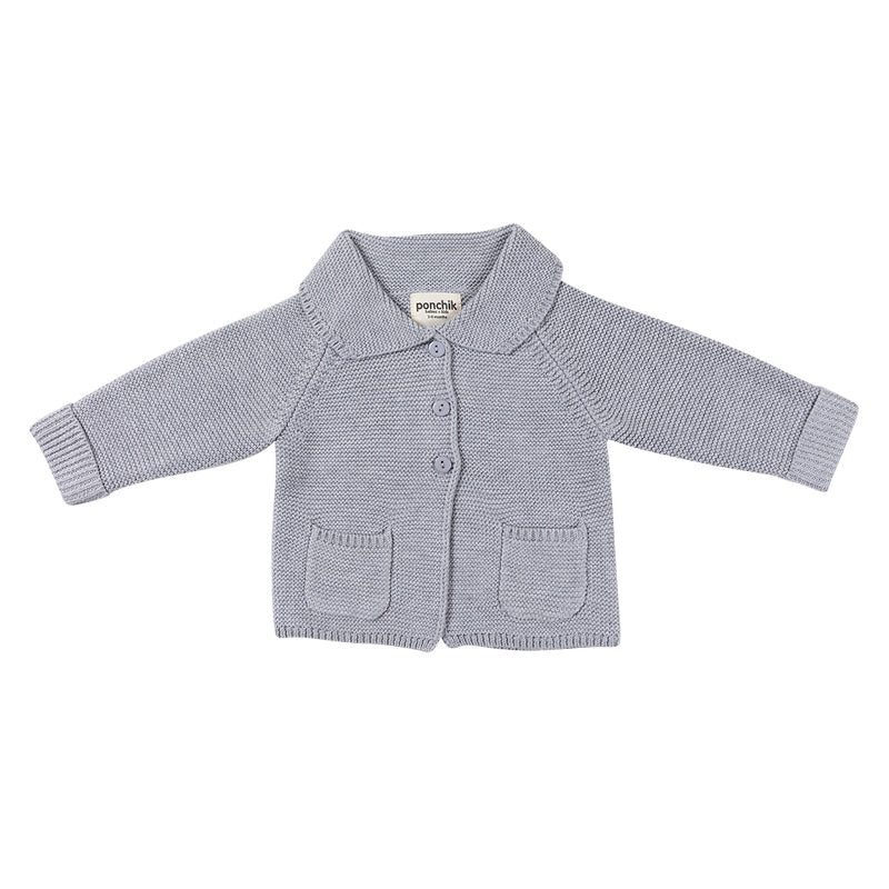 
                      
                        Round Collar Cotton Knit Baby Cardigan | Fog
                      
                    