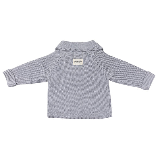 Round Collar Cotton Knit Baby Cardigan | Fog