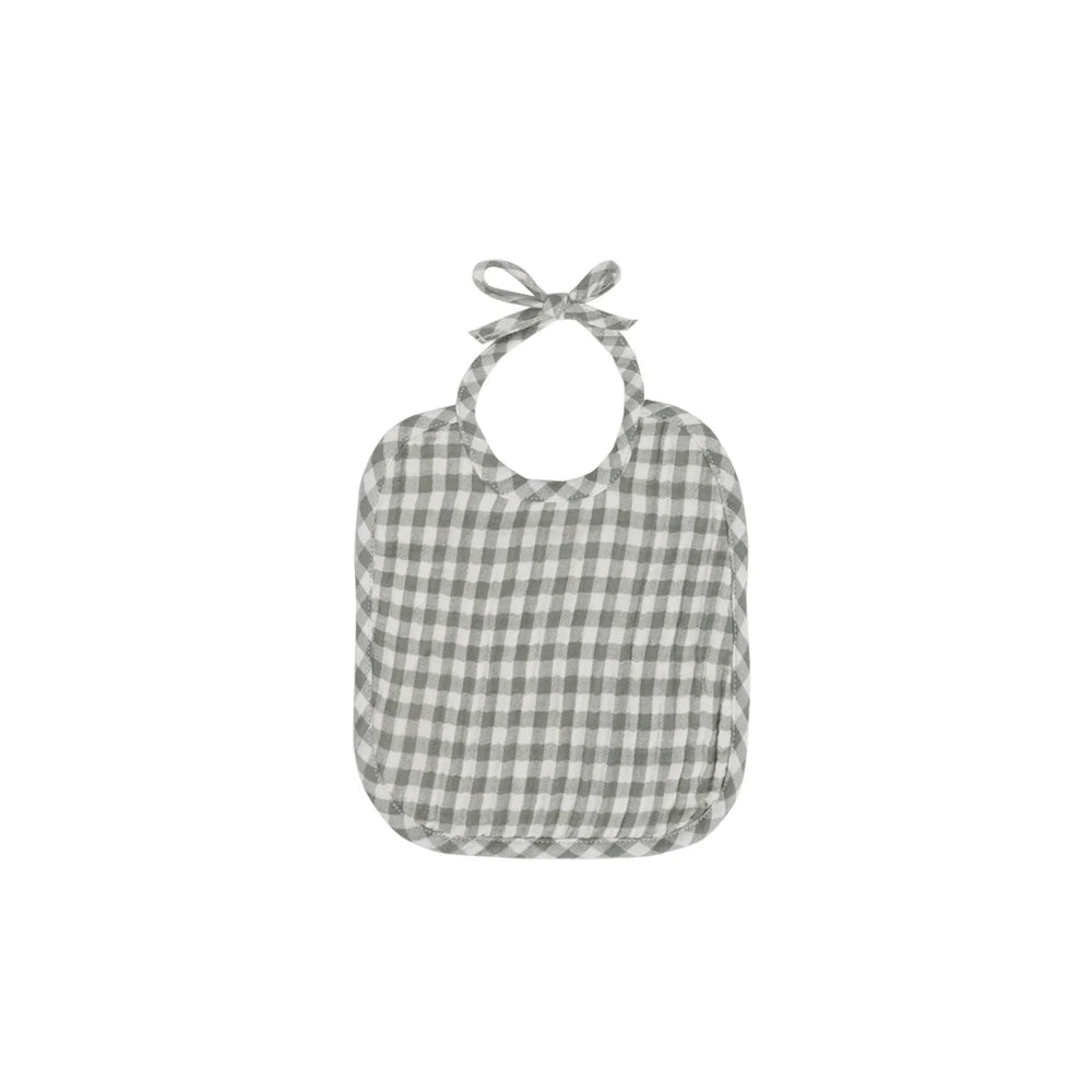 Woven Tie Bib | Sea Green Gingham