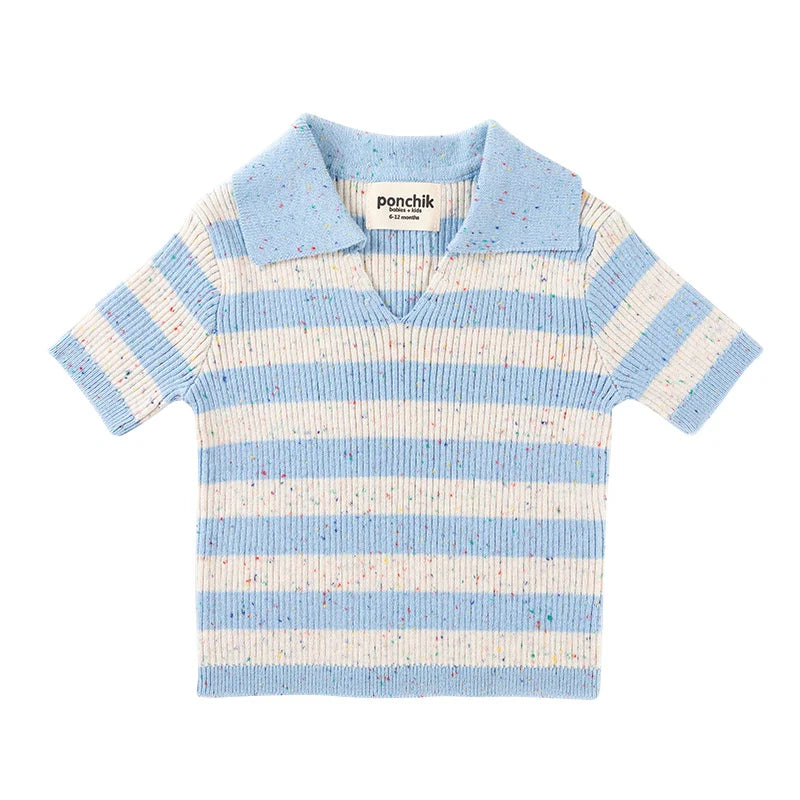 
                      
                        Cotton Polo | Ocean Speckle Stripe Knit
                      
                    