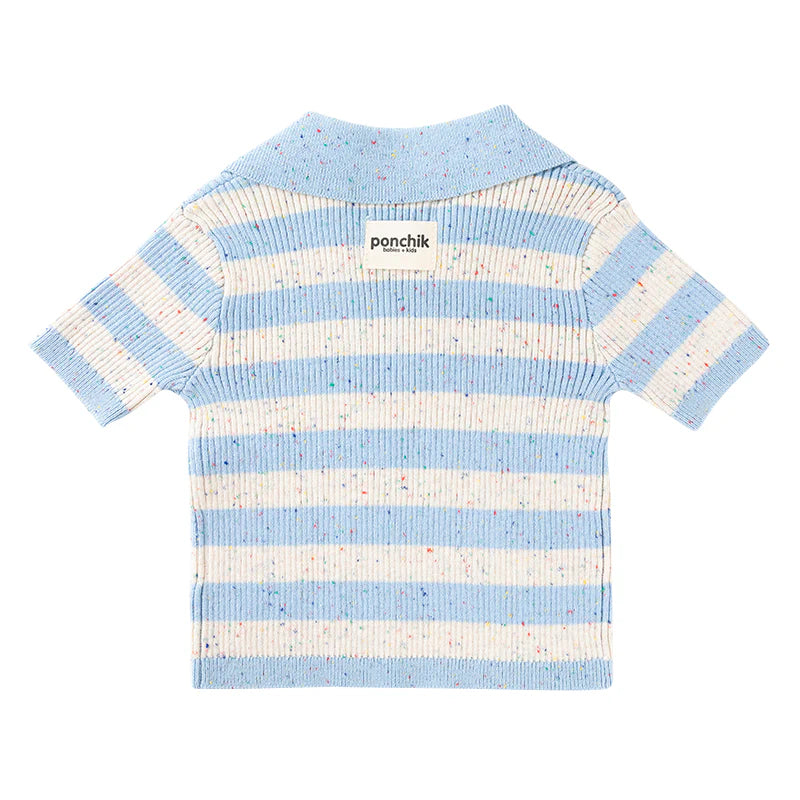 
                      
                        Cotton Polo | Ocean Speckle Stripe Knit
                      
                    