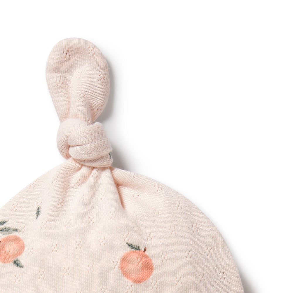 Peaches Organic Pointelle Knot Hat