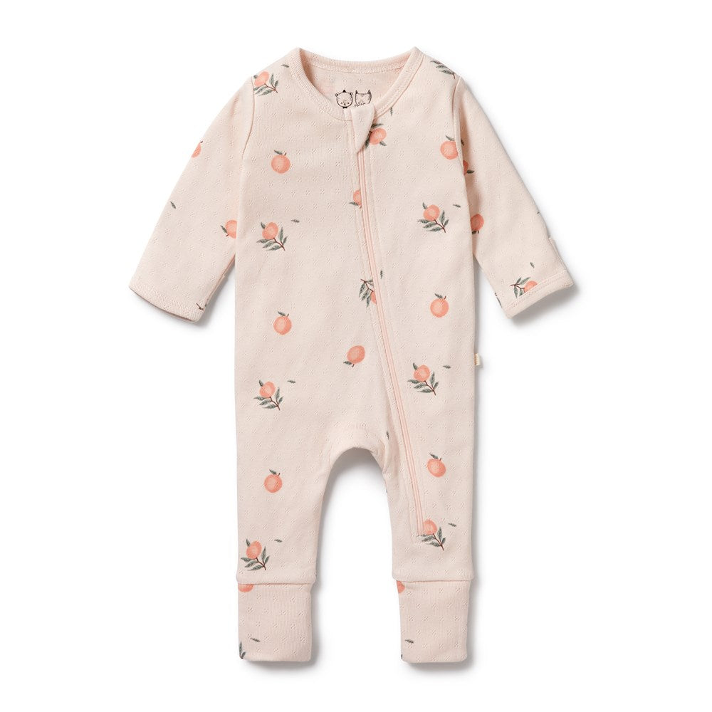 Peaches Organic Pointelle Zipsuit with Feet