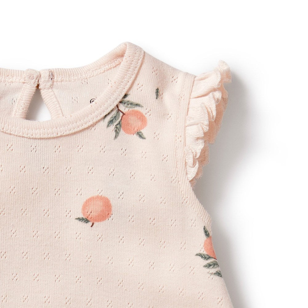 Peaches Organic Pointelle Ruffle Growsuit