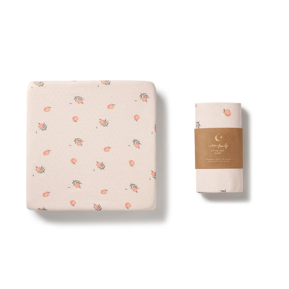 Peaches Organic Pointelle Cot Sheet