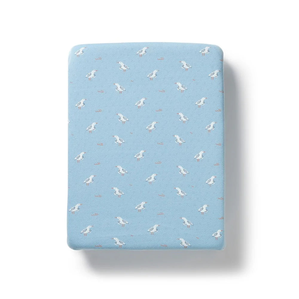Sunny Seagulls Pointelle Organic Bassinet Sheet