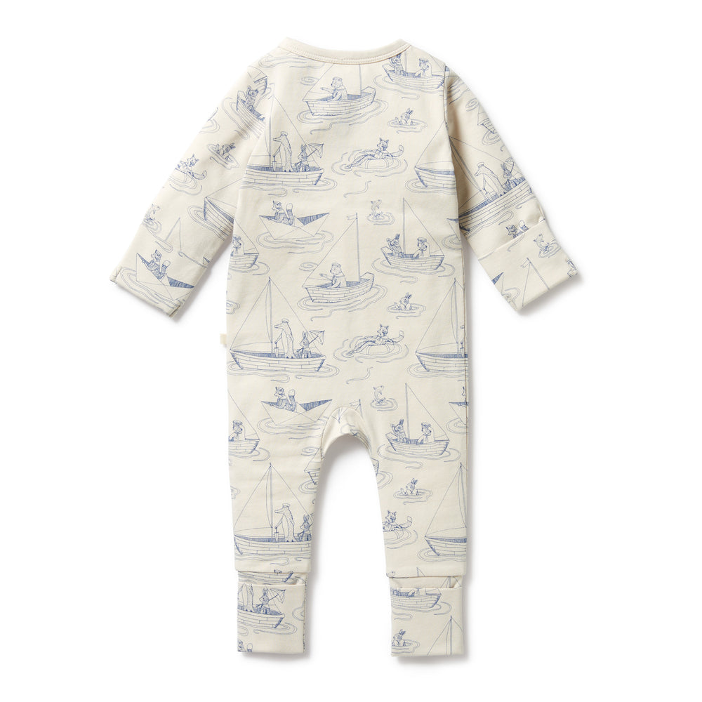 Sail Away Organic Zipsuit with Feet