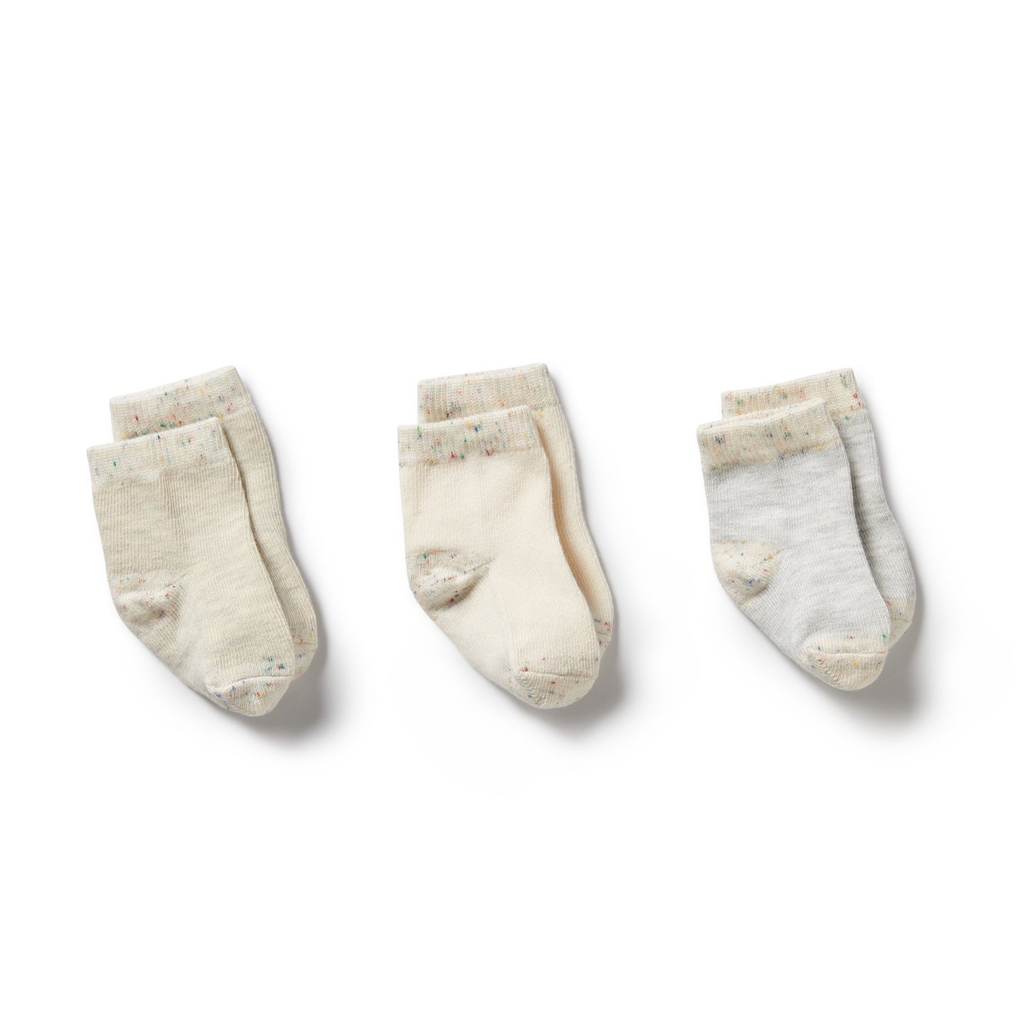 Organic 3 Pack Baby Socks | Cream, Oatmeal & Grey Cloud