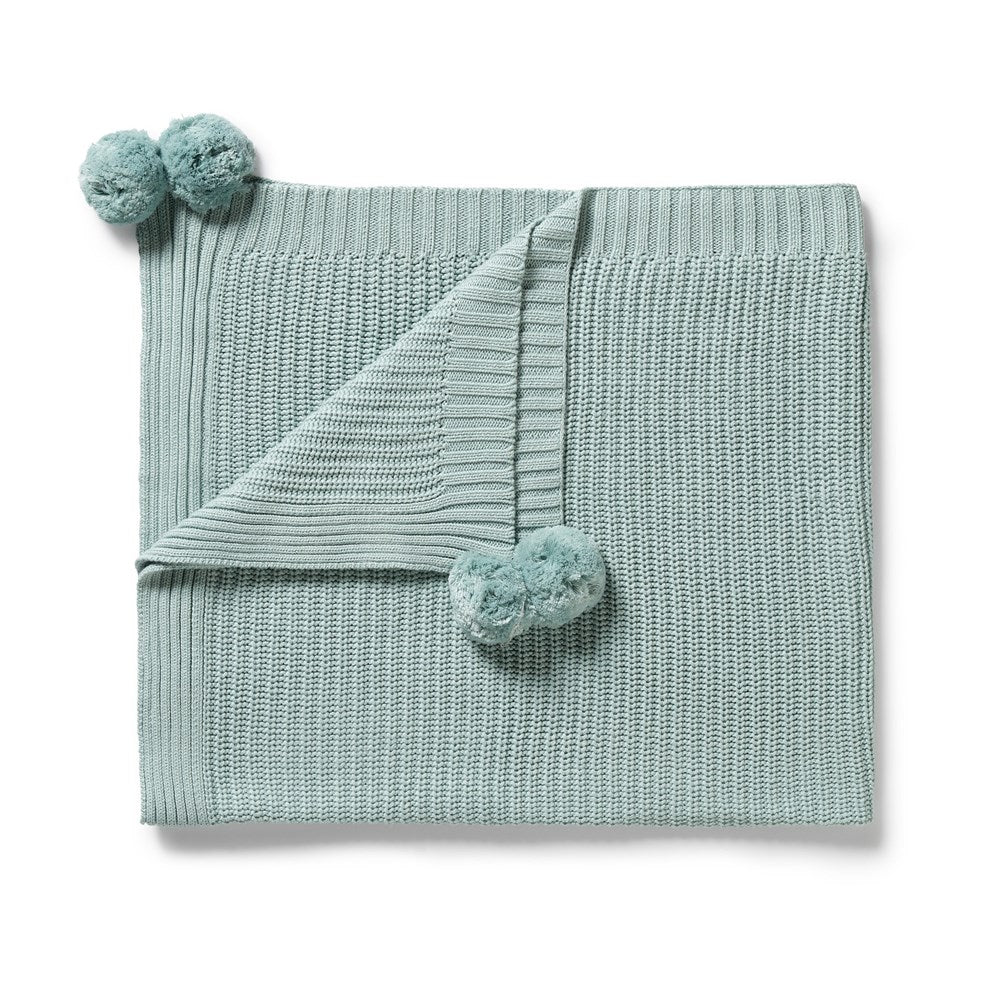 Duck Egg Organic Knitted Blanket