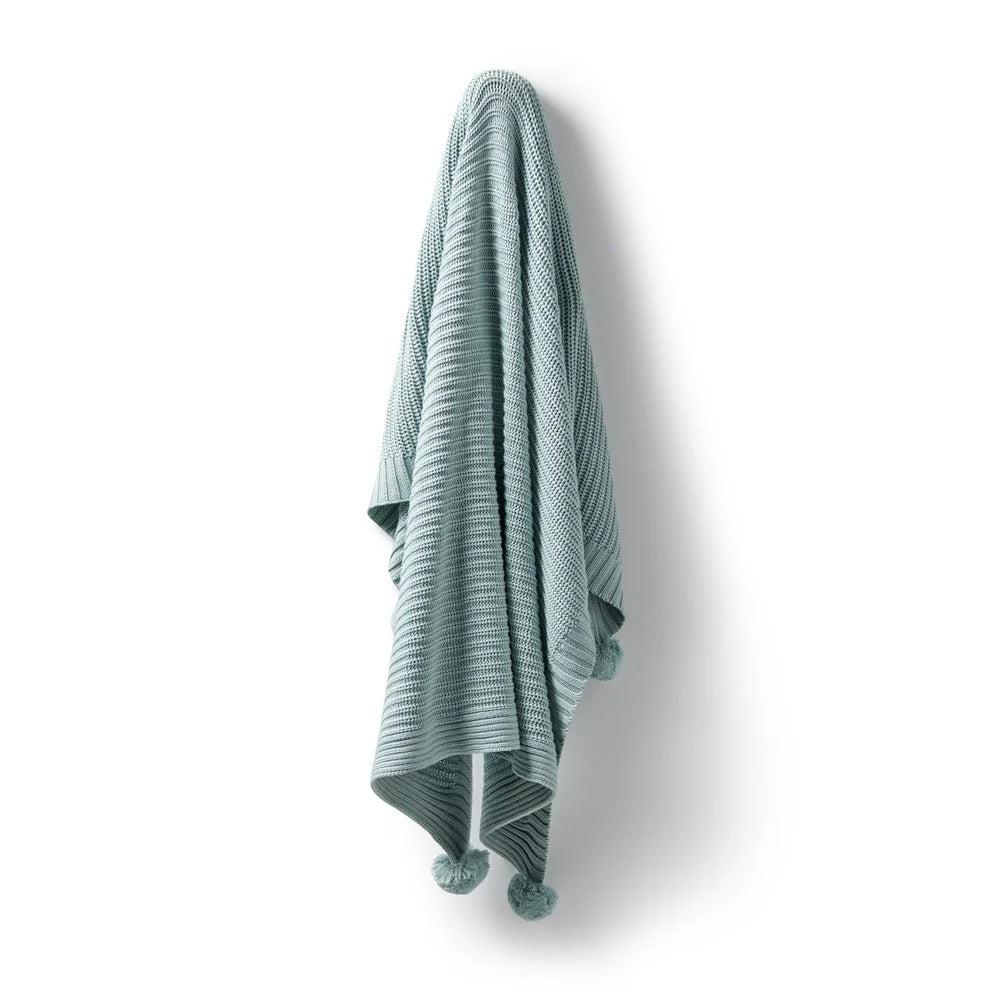 Duck Egg Organic Knitted Blanket
