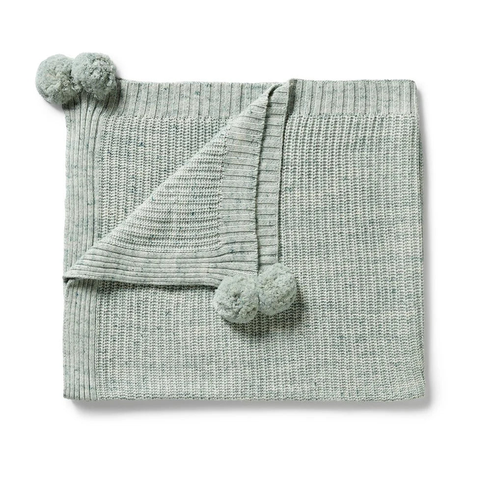 Moss Speckle Organic Knitted Blanke