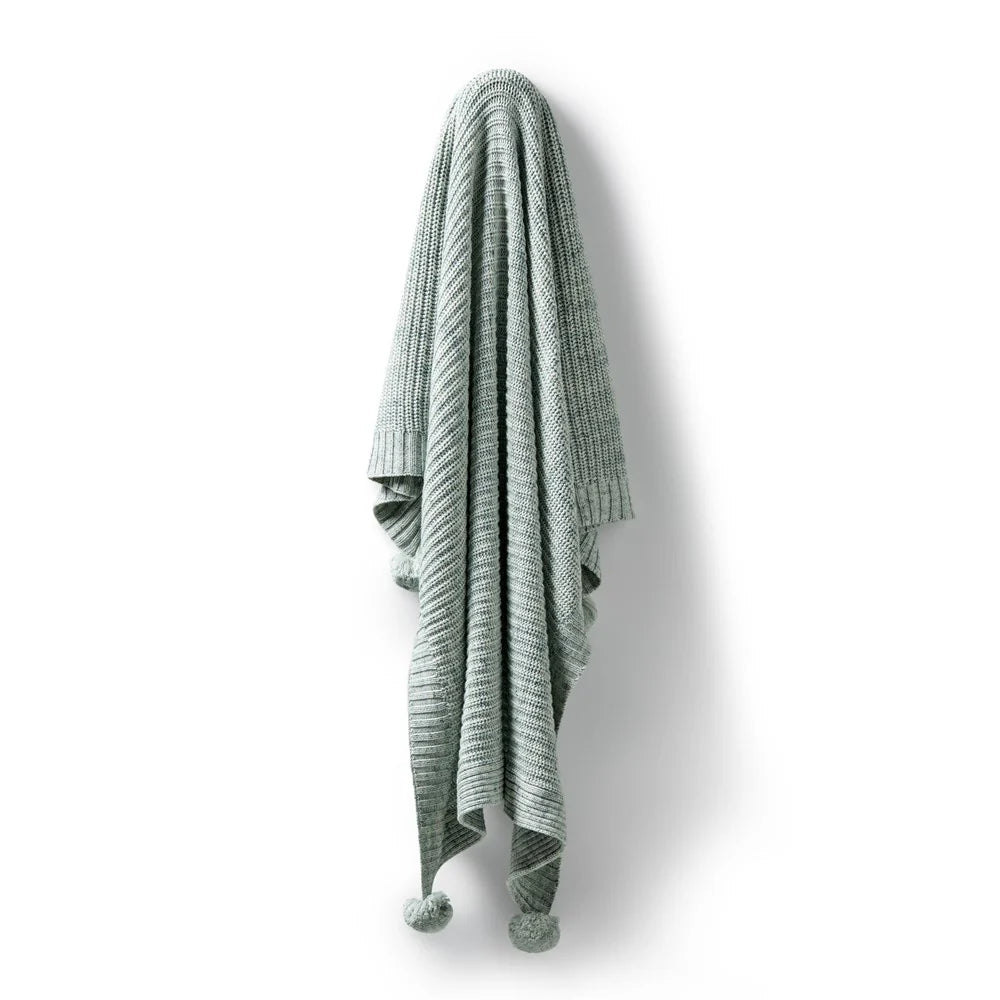 Moss Speckle Organic Knitted Blanke