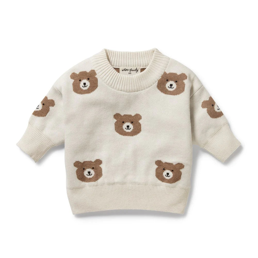 Beary Cute Organic Knitted Jacquard Jumper