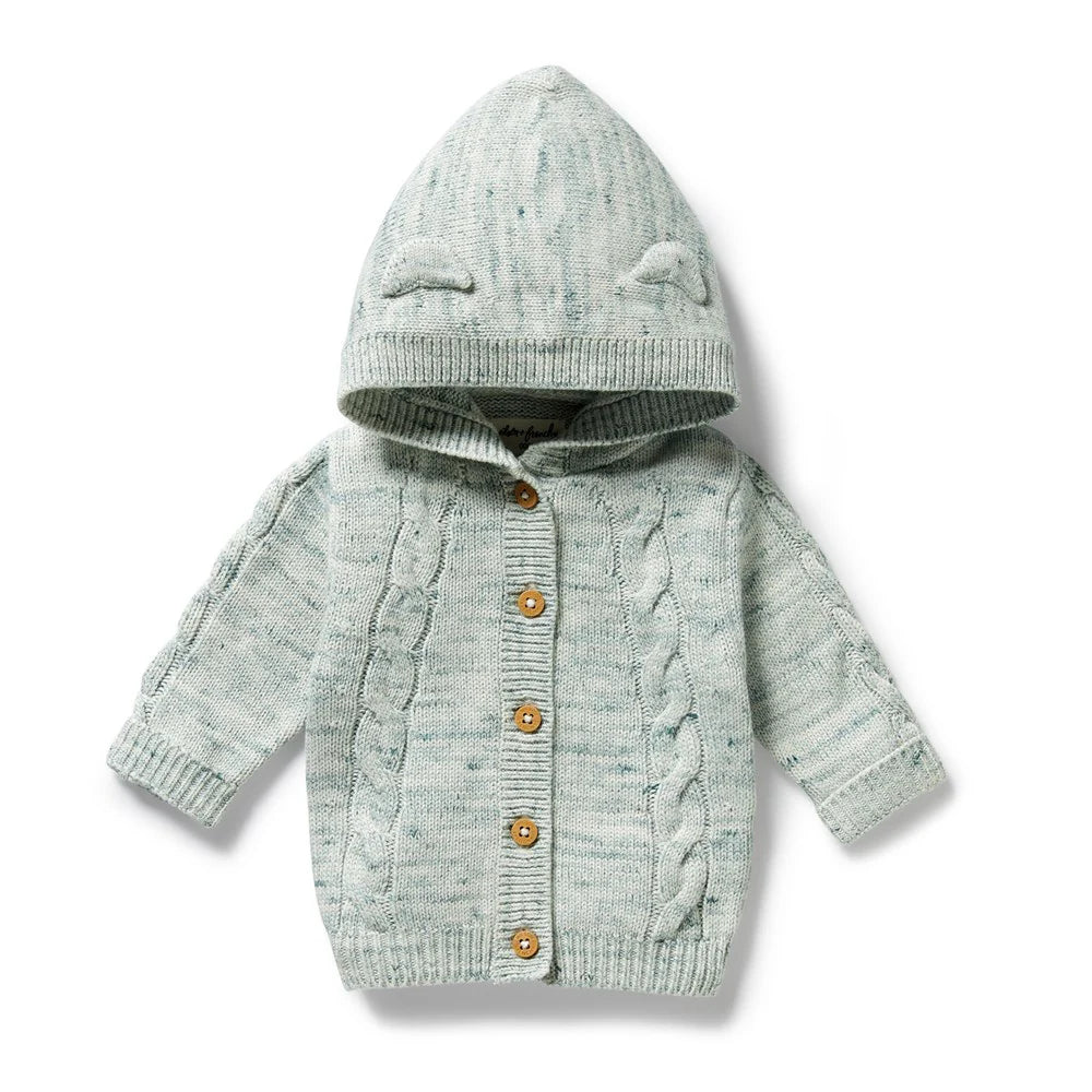 Moss Speckle Organic Knitted Cable Jacket