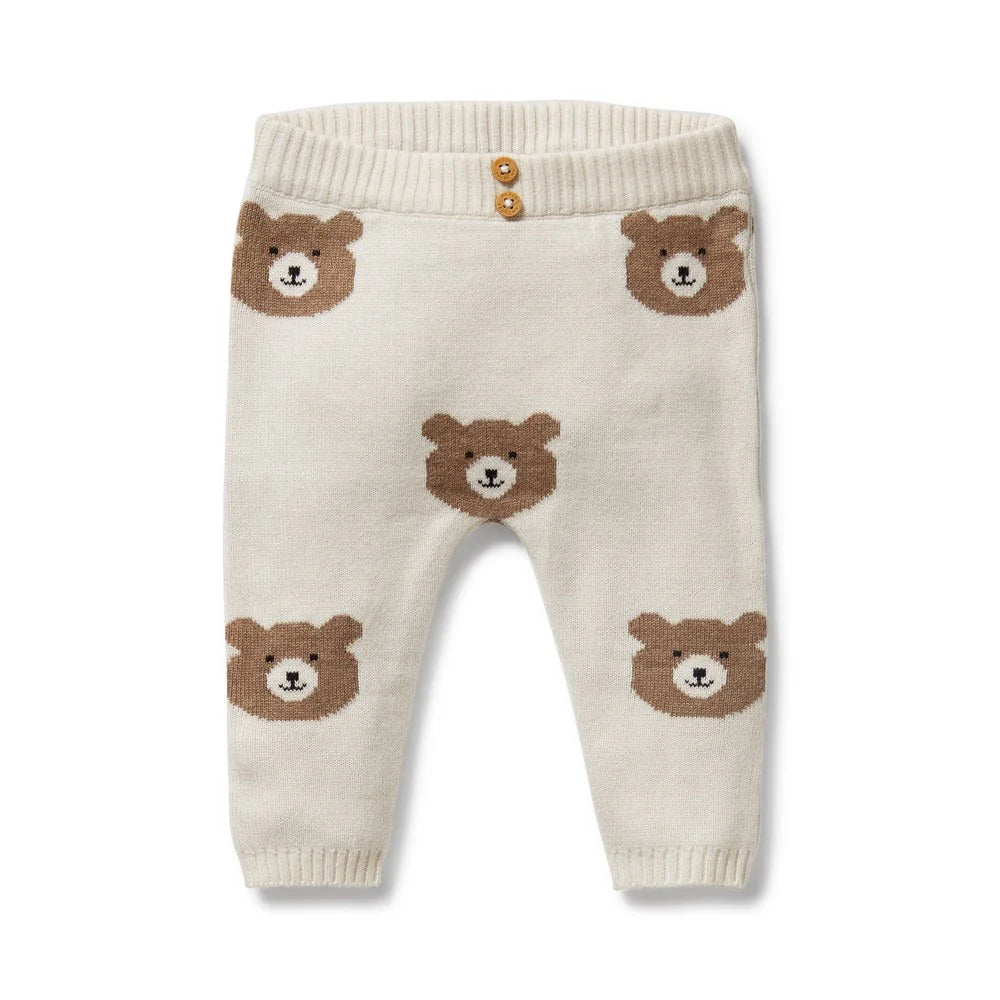 Beary Cute Organic Knitted Jacquard Legging