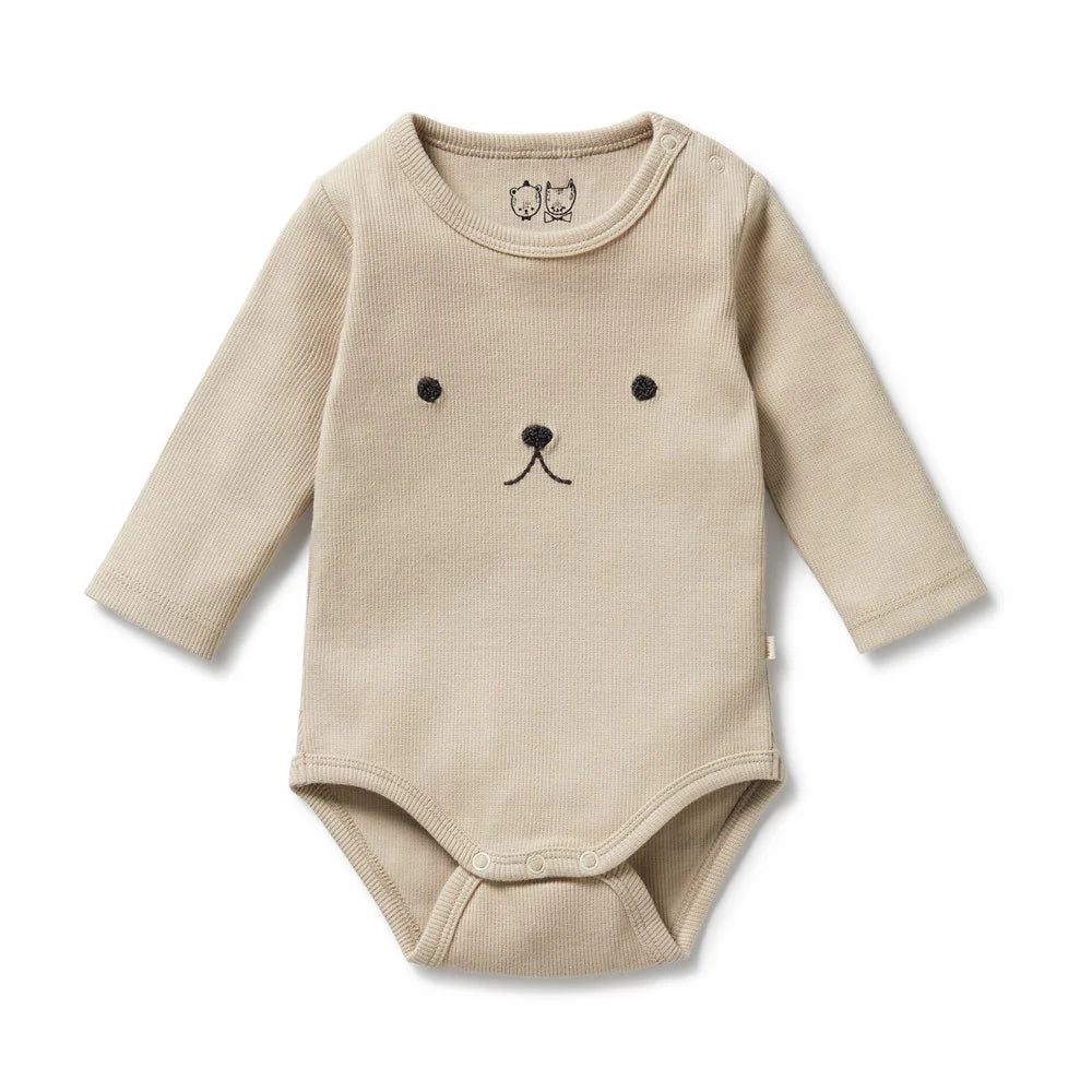 Biscuit Organic Rib Long Sleeved Bodysuit
