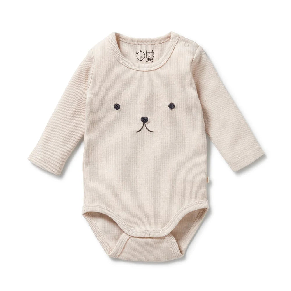 Dusty Rose Organic Rib Long Sleeved Bodysuit